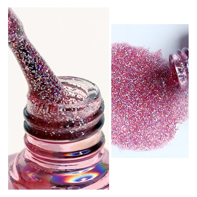 2023 New Holographic Glitter Gel Nail Polish 7.5ml OEM Sparkling Sequins Soak Off UV LED Varnish Nail Art Decoration