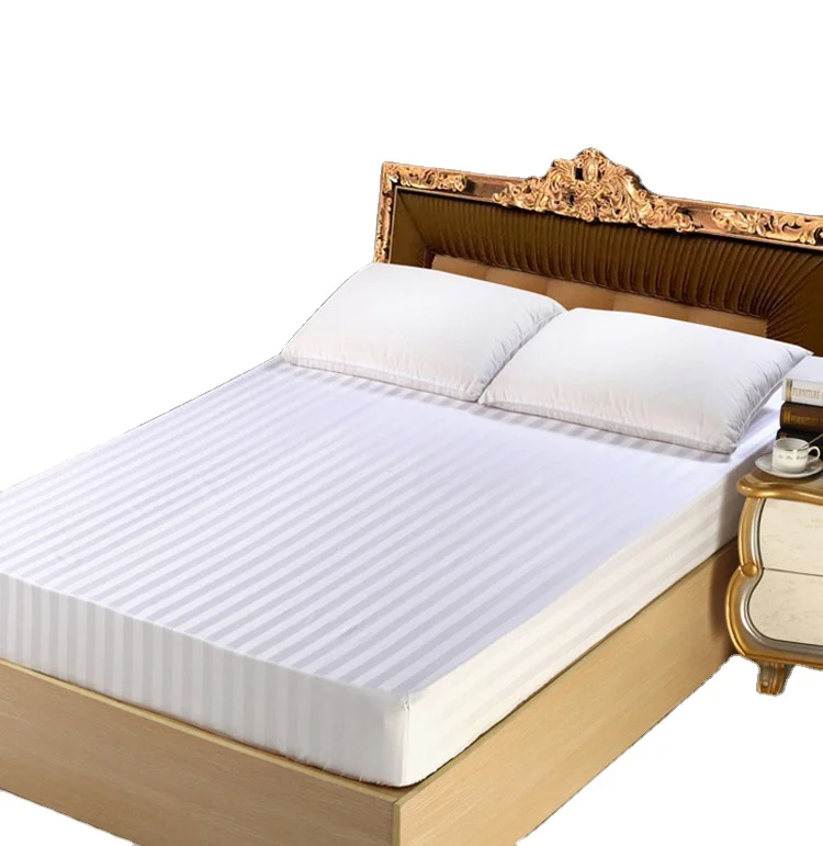 Wholesale Hotel Bed Sheet White King Size Bed Hotel Textile Fitted Bedsheet Elastic Fitted Sheets 100% Cotton