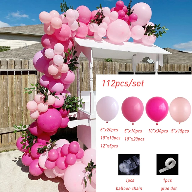 Hot Selling Manufacturer 112pcs Macaron Pink Rose Red Latex Balloons Baby Shower Wedding Birthday Party Supplies Balloon Set