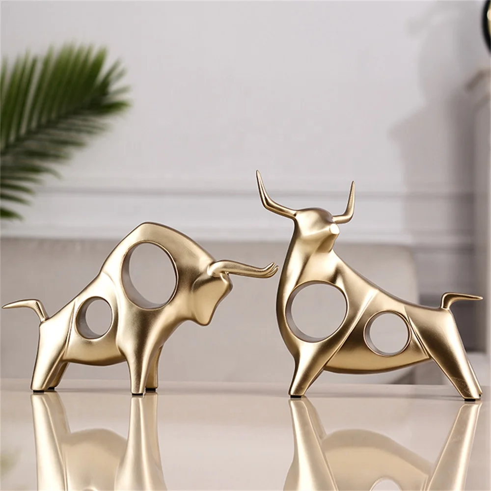 Biumart Home Decor Objects Resin Crafts Couple Cow Indoor Office Study Decoration