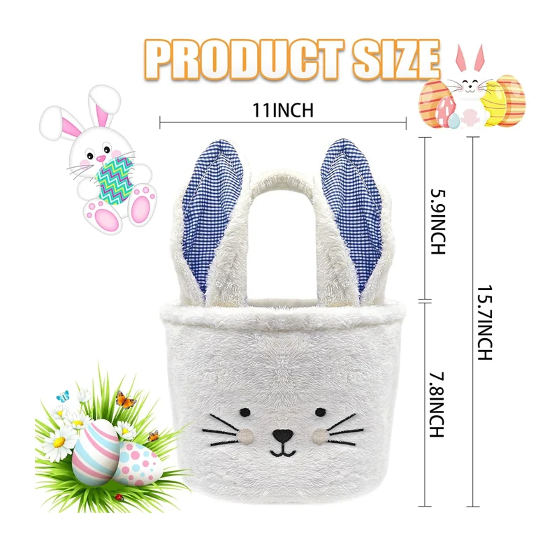 2024 Wholesale Bunny Storage Baskets Bucket Chevron Carrying Eggs Bag Festival Gift Glitter Easter Basket handbag