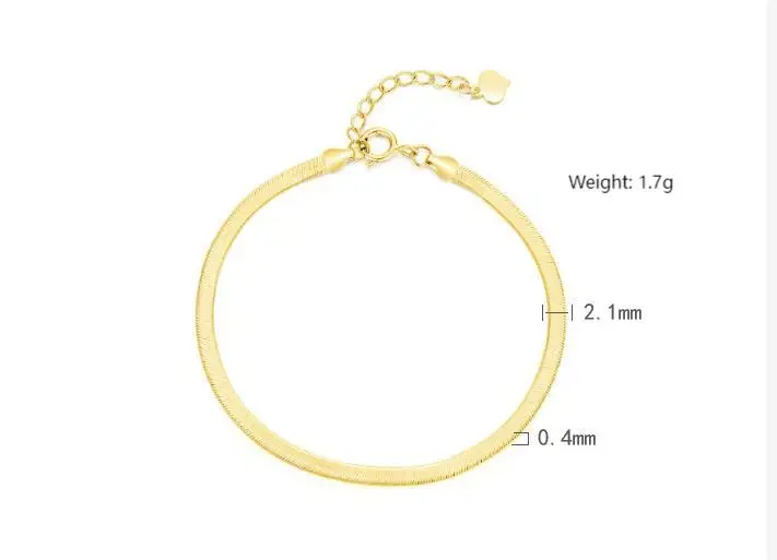 Carline Fine 925 Sterling Silver Snake Chain Bracelet Minimalist 18k Gold Plated Fashion Jewelry Gifts for Women Ladies
