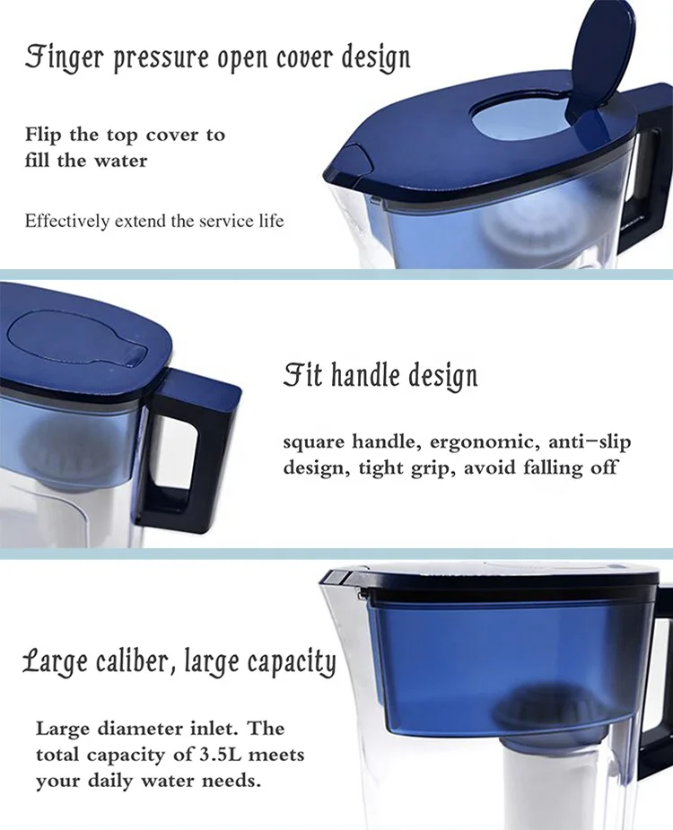 New Water Filter Pitcher Filtered Water Jug With 6 Stages Filtration System Remove Chlorine Heavy Metal