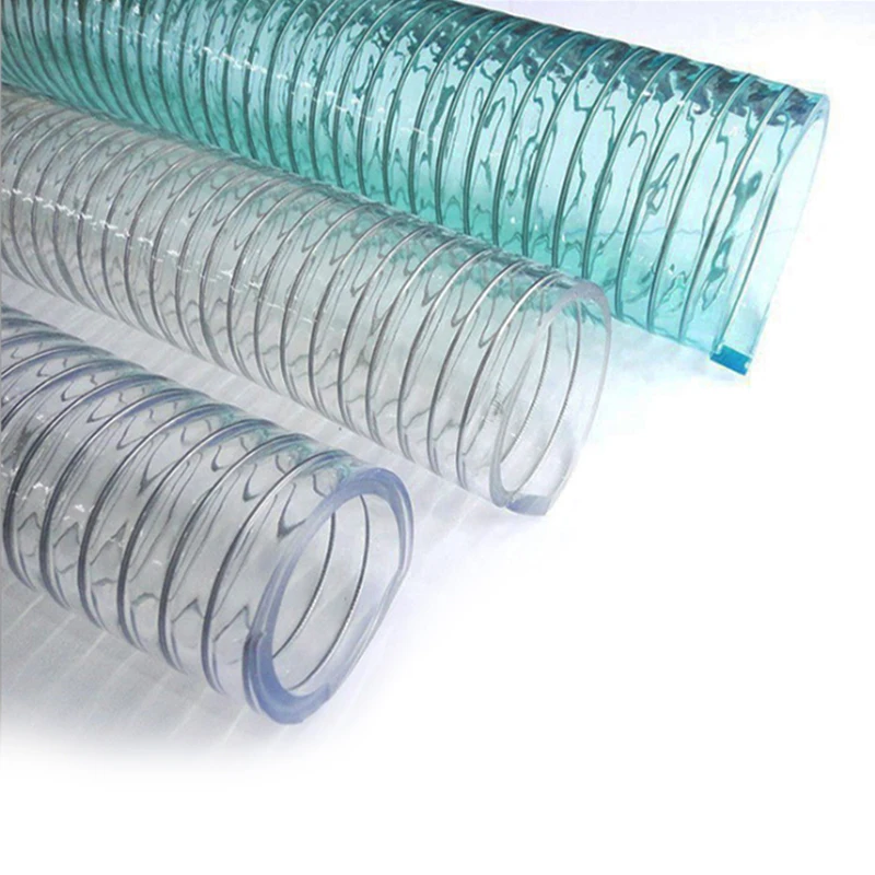 reinforced pvc steel wire spiral spring flexible transparent suction water oil hose supplier