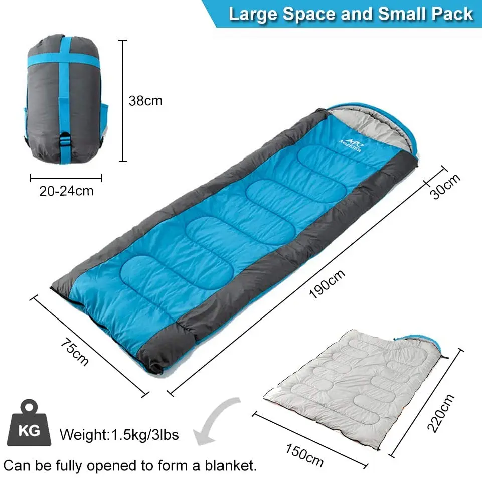  Outdoor summer 170T Polyester Adult Hollow Fiber Cotton Waterproof Travel Hiking Camping Envelope Sleeping