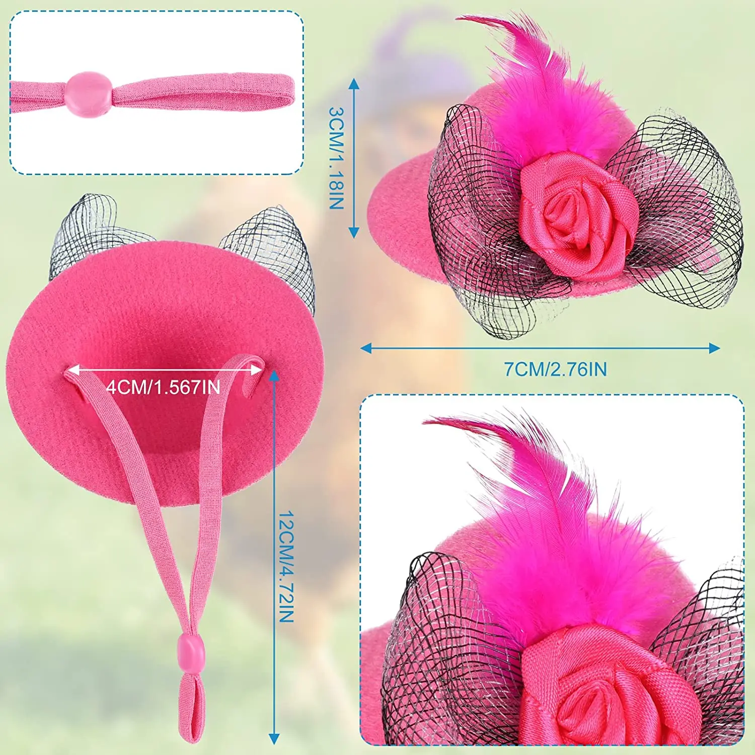 6 Pieces Funny Accessories Feather Rooster Duck Parrot Poultry Stylish Costume Chicken Hats for Hens with Adjustable Strap