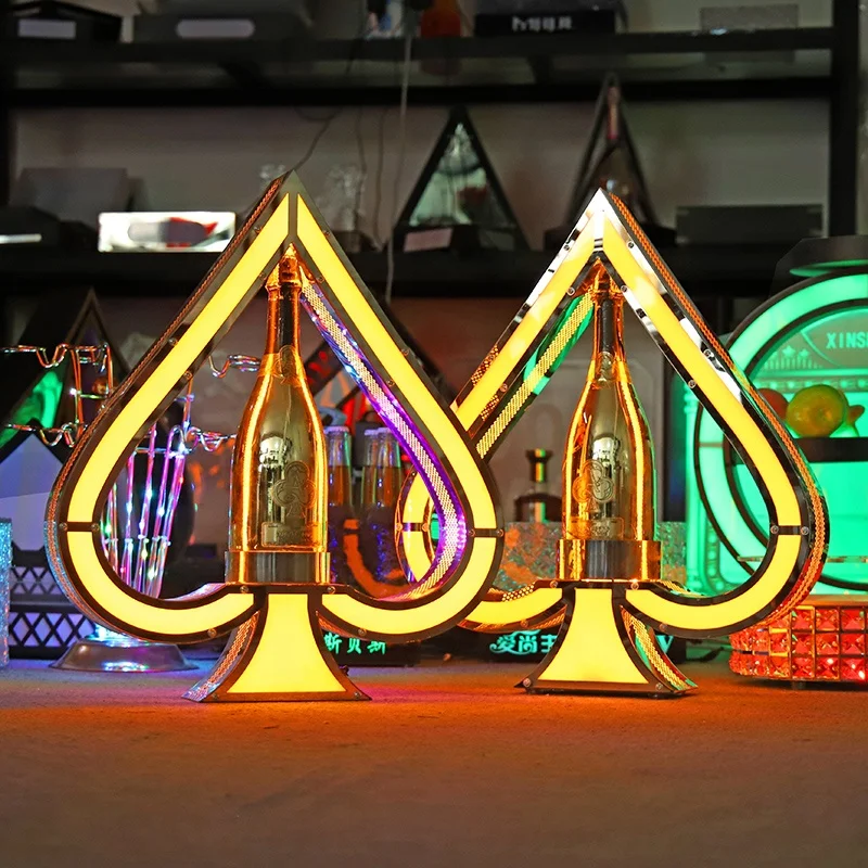 In stock Bar Night Club supplies Stainless Steel LED Display Stand Liquor Display Holder Champagne Bottle Presenter Glorifier