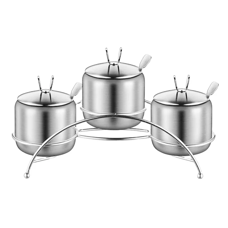Factory Supply 2/3/4 Pieces Stainless Steel Spice Jar For Kitchen Seasoning Spice Container