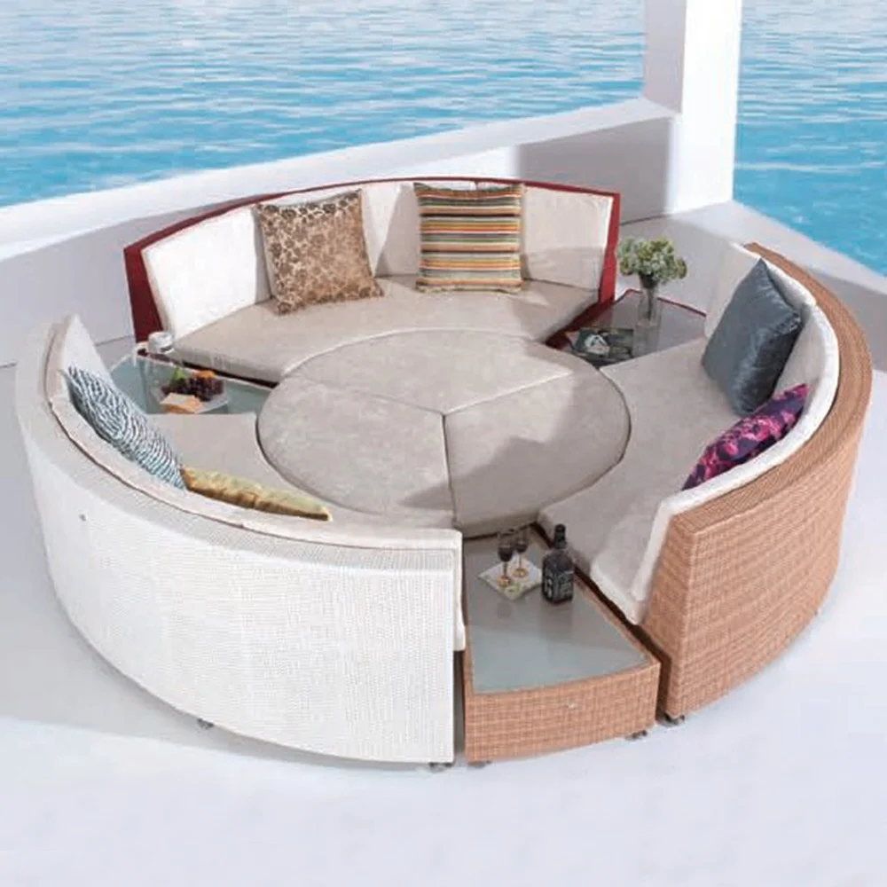 
Contemporary U Shape Large Rattan Sofa Sectional Outdoor Wicker Curved Sofas Outdoor Furniture S214 