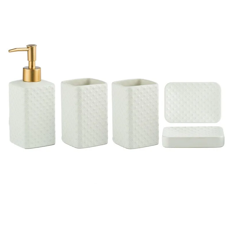 White ceramic bathroom set decal ceramic bathroom accessory set