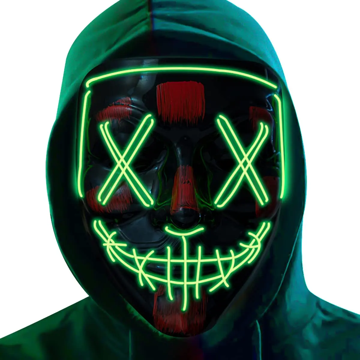 Halloween Novelty many color Mask Scary LED Light Up Mask Costume Masquerade Party Carnival Hacker Mask lights for Adults & Kids