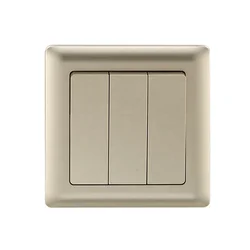 Songri современный дизайн ЕС стандарт 86*86 мм 250 в 10A латунь 3 Gang 2 Way Роскошный домашний Электрический настенный выключатель