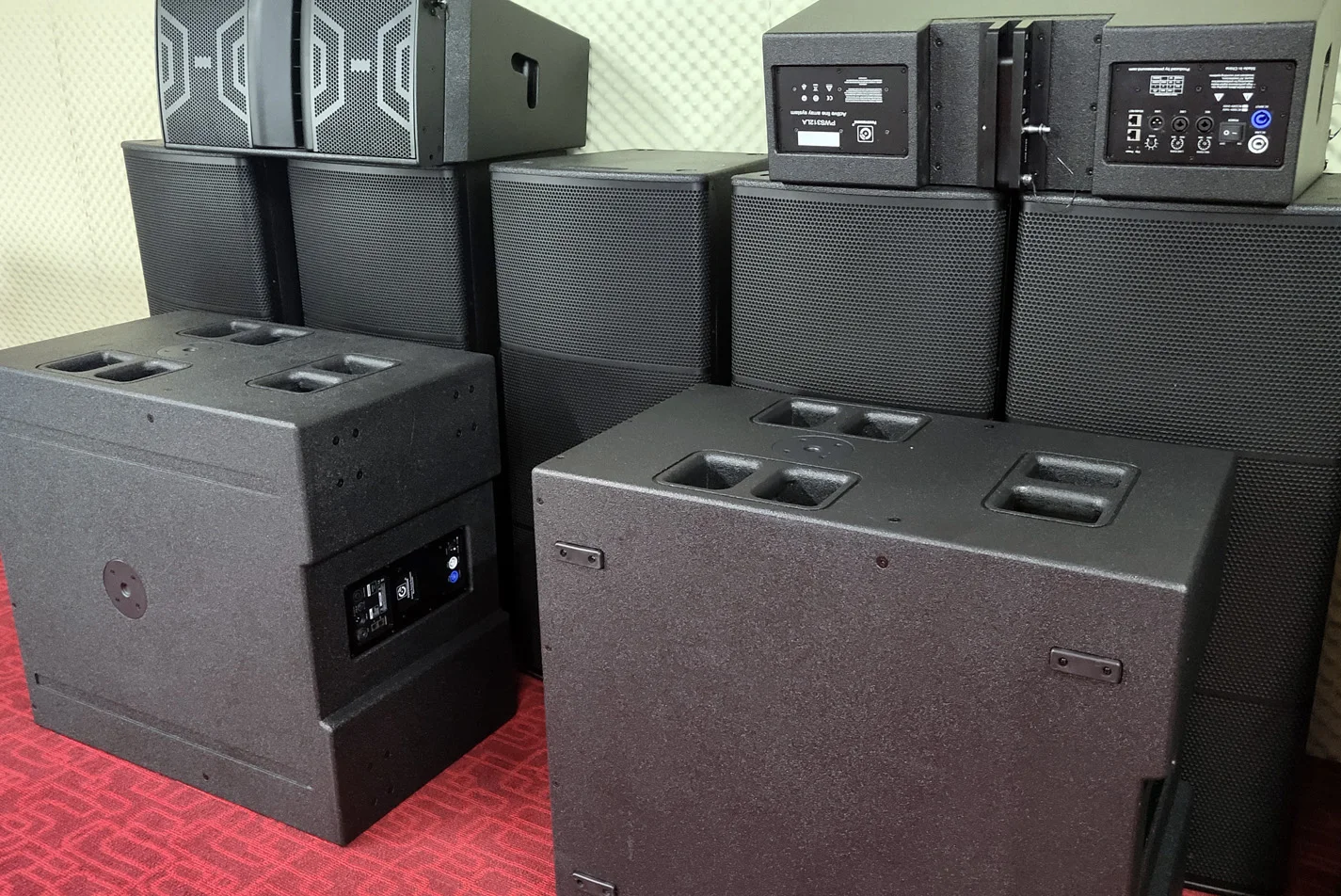 PWS312LA 2 x 12 inch 3-way line array speakers active professional audio sound system powavesound d class amplifier inside