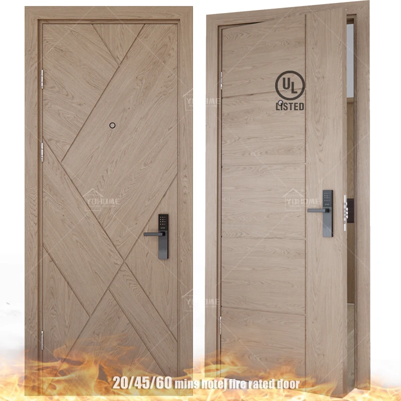 China top manufacturer ul listed fireproof wooden doors hotel rooms wooden fire doors mineral core apartment building wood door