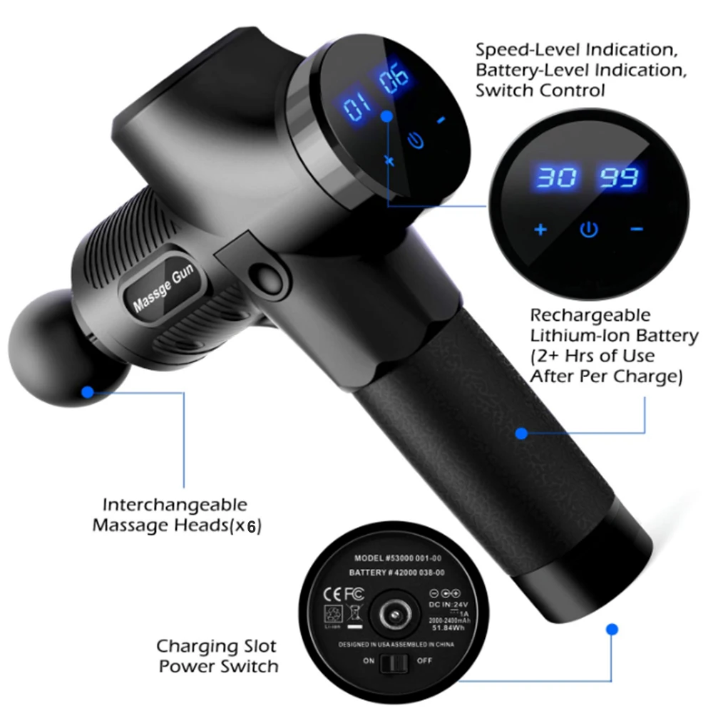  2021 Carbon Fiber Portable Fascial 30 Speed Dropshipping Deep Tissue Massage Gun LED Touch Screen Muscle
