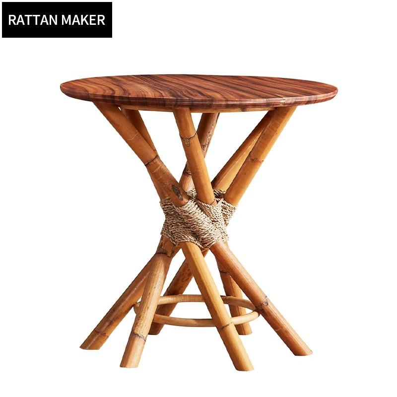 Набор журнальных столиков для гостиной, ротанговая комбинированная мебель, Круглый Чайный Столик, крепкий стол