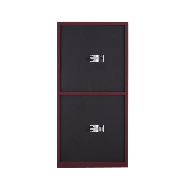 Wine Red Electronic Coded Lock Steel File Cabinet With Drawers