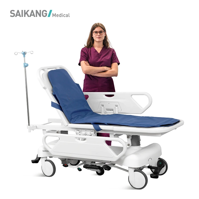SKB041-2 SAIKANG Hydraulic 4 Function Foldable Operation Connecting Medical Patient Transport Stretcher Trolley