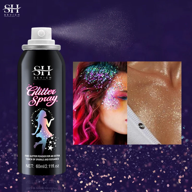 Glitter Spray New Arrival Body Spray Highlighter Shiny Long Lasting Face Hair And Body Party Glitter Spray