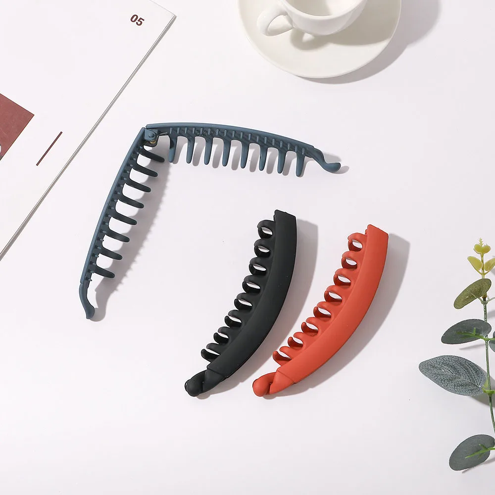 South Korea hot sale frosted hairpin fashion solid color acrylic banana clip ladies high ponytail hairpin