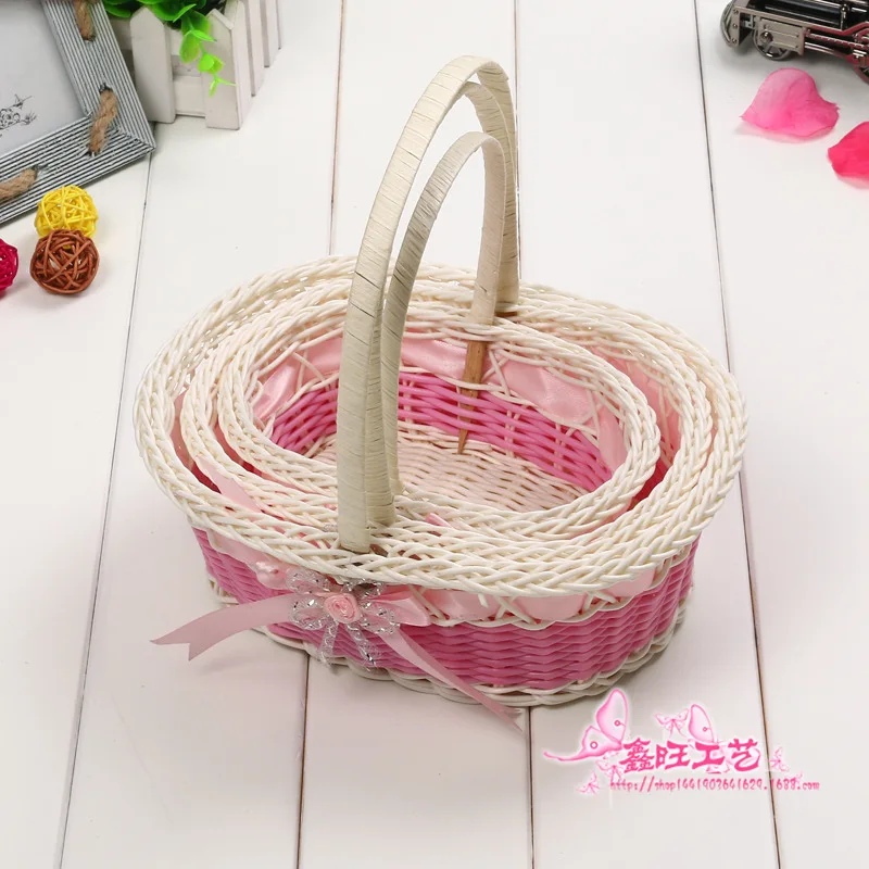 new product craft rattan basket with handles woven