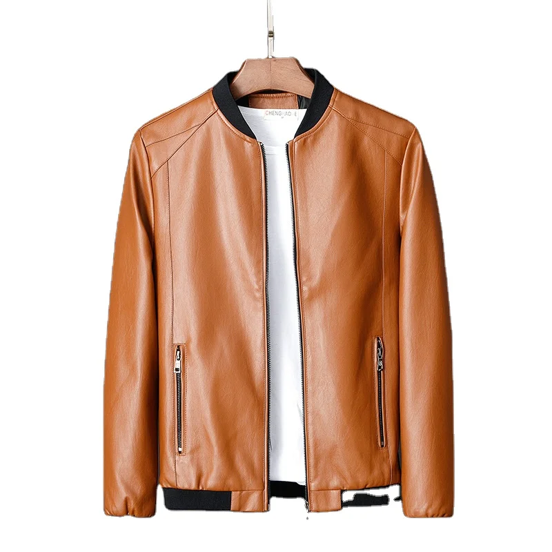 New PU soft Leather Baseball Jacket Bomber Motorcycle Jacket Men Biker coat Plus Size 8XL Fashion Causal Motorcycle Jacket