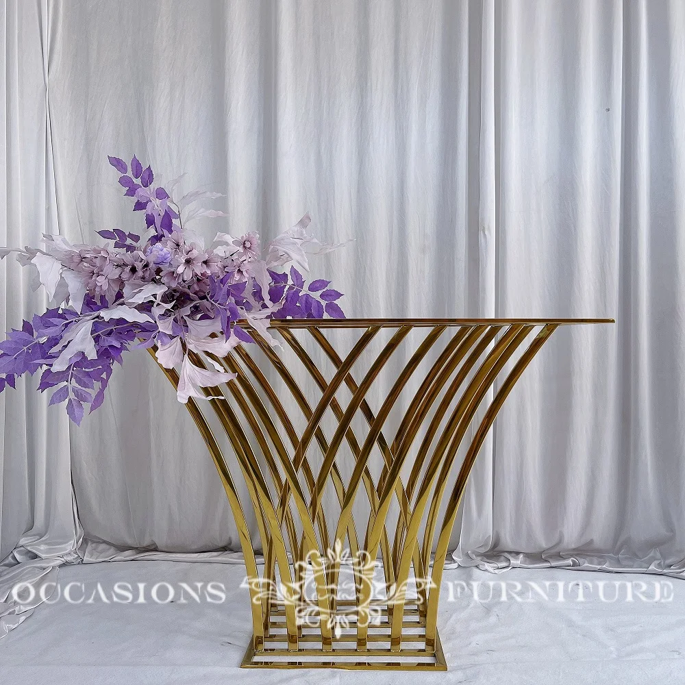 Stainless Steel Golden Glossy Console Tables Home Furniture Side Table