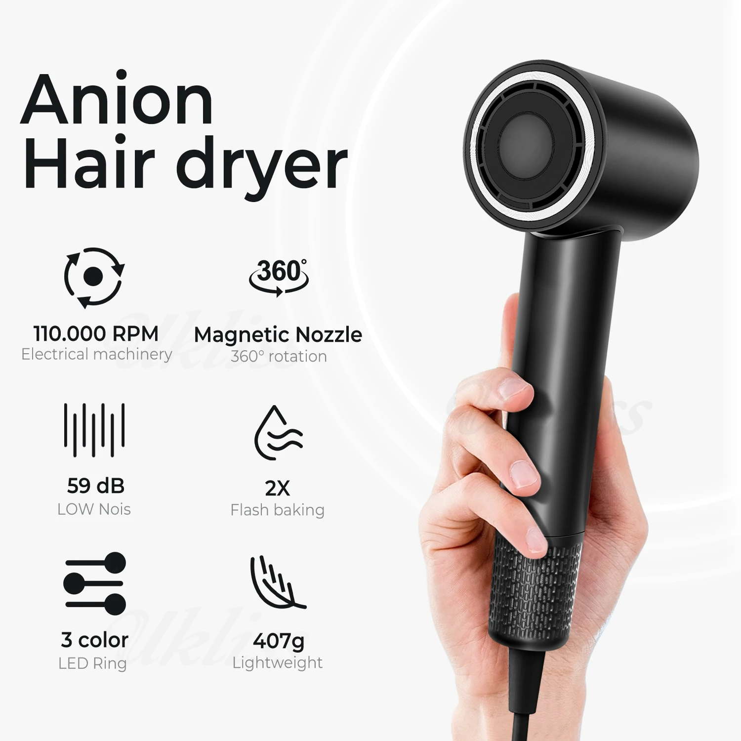 Ionic Electric Hair Dryer Professional Salon High Speed Hair Blow Dryer