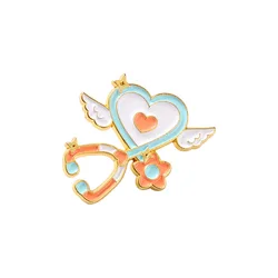 Enamel pins custom fashion jewelry brooches women plated gold metal knit sweater charms adult small stethoscope heart doctor pin