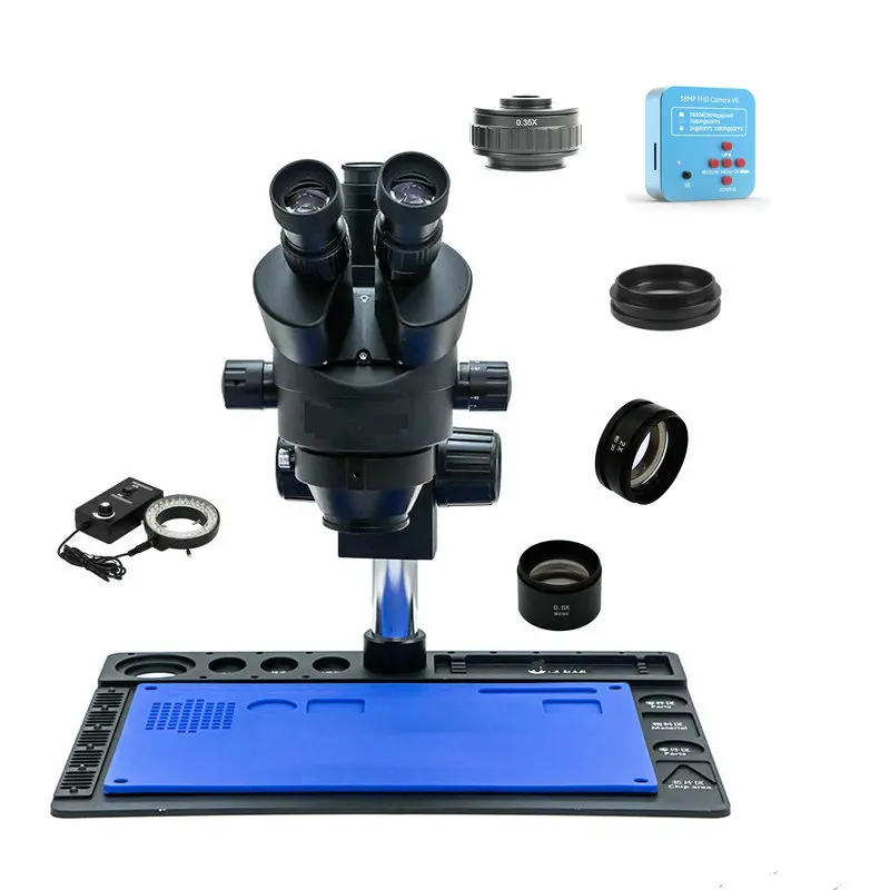 Full Set 3.5X -90X 38MP Video Recording Microscopio Mobile binocular Repairing Microscope With Camera