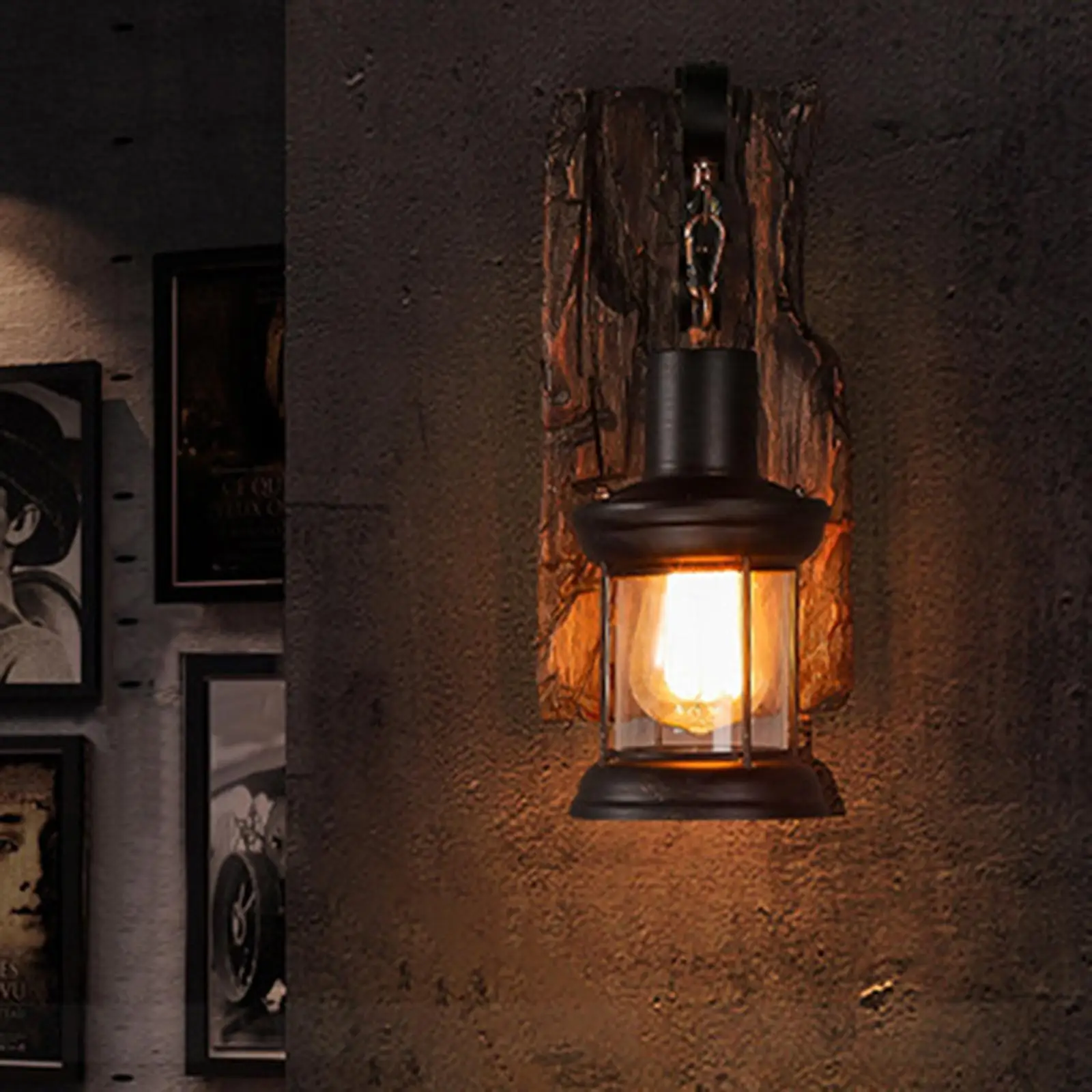 Timjay Antique Style Industrial Decorate Iron Metal Art for Bar Loft Corridor led Wood Wall Sconce Light E27 Rustic Wall Lamp