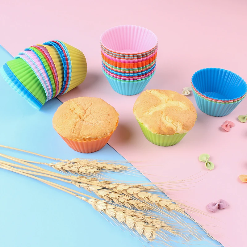 24 Pack Reusable Silicone Cake Molds Baking Molds Muffin Cups Nonstick & Heat Resistant Cupcake Baking Liners