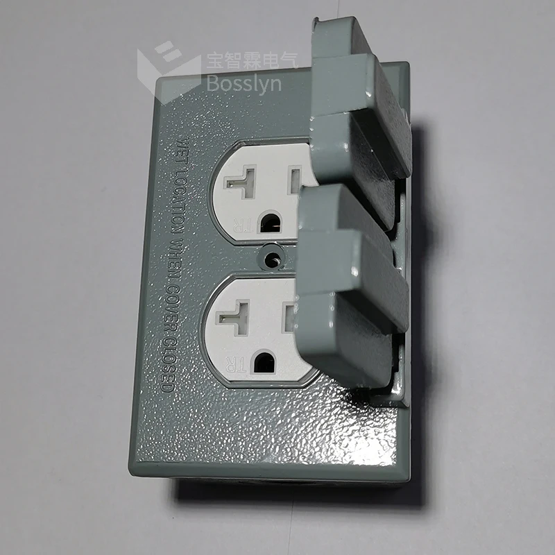 Electrical iron box wiring connection wall box with nema 5-20r receptacles duplex receptacle