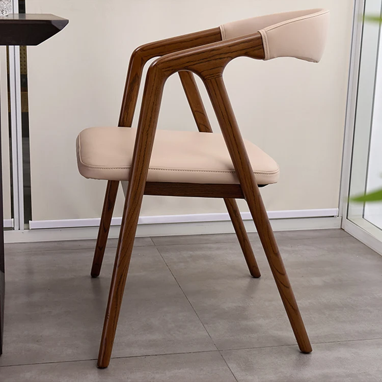 Customized dining chairs Nordic solid wood armrest simple restaurant dining chair