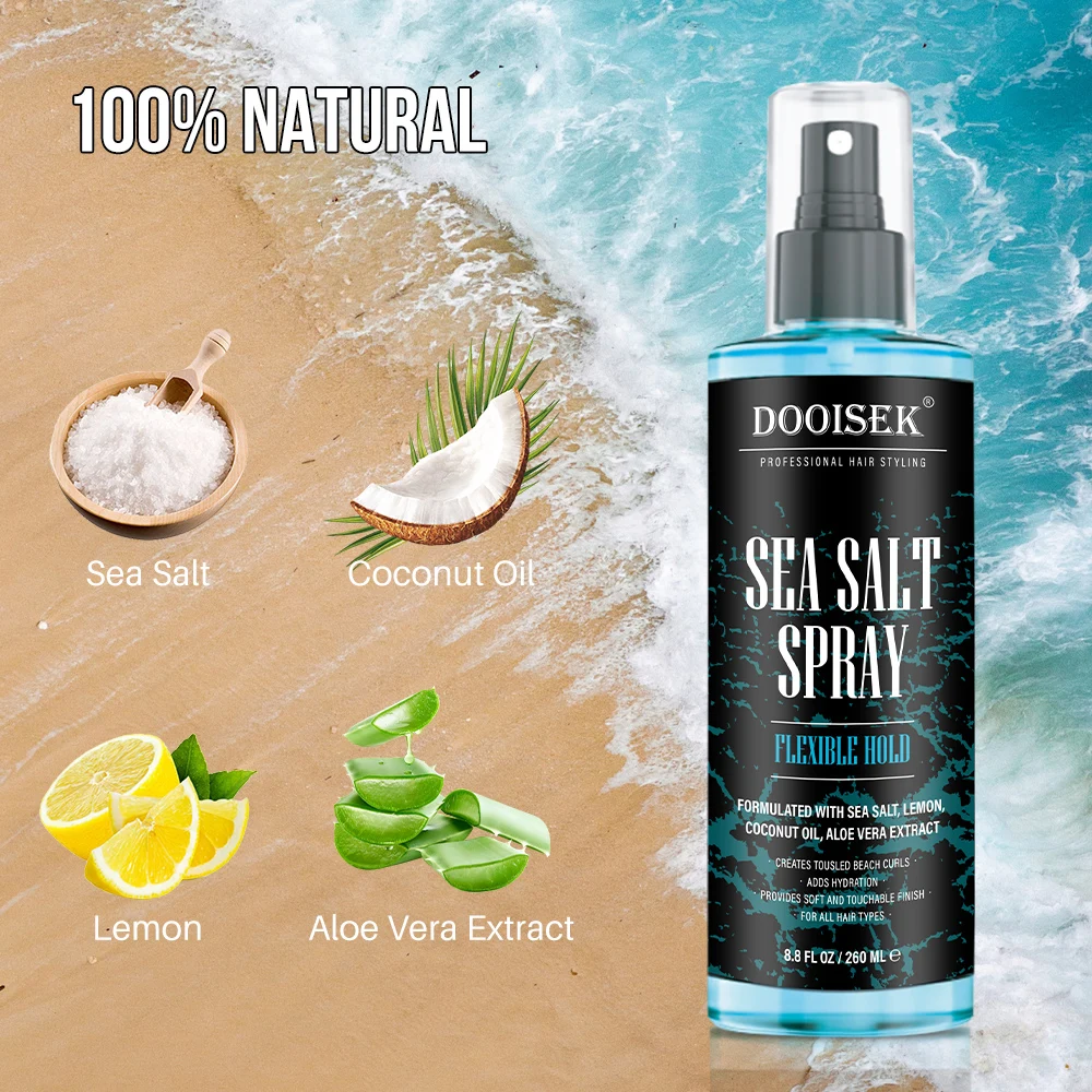 Private Label Customized Formulation Hair Mist Sea Salt Hair Spray with Medium Holding High Shining Sea Salt Spray for Men Women