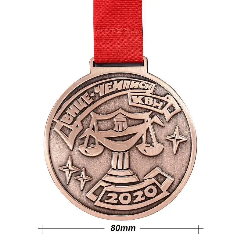 Custom Zinc Alloy Metal Bronze Marathon Sports Running Medal With Ribbon