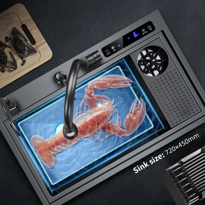 Ultrasonic Large Sink Multifunctional Table Board Kitchen Sink Stainless Steel Wash Basin Sink Smart Fruit and Vegetable Washer