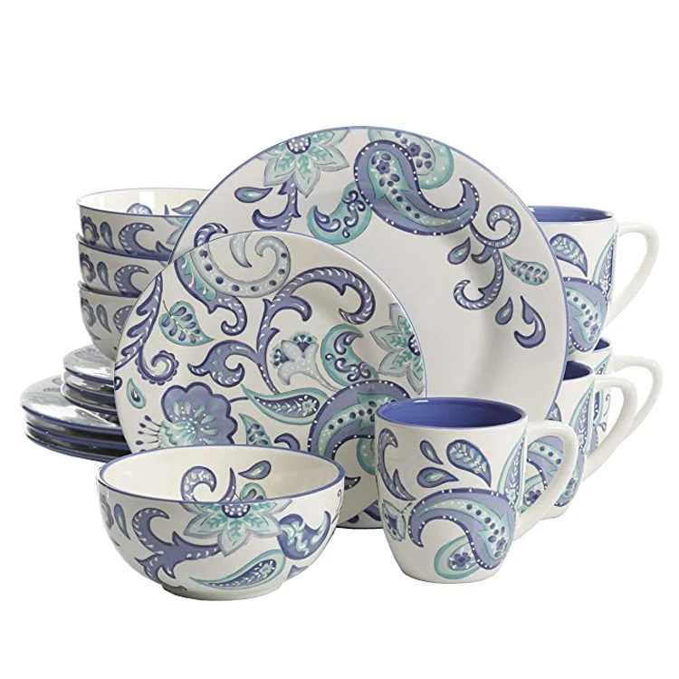colorful decal Kitchen cute Design porcelain plates sets ceramic dinner dinnerware