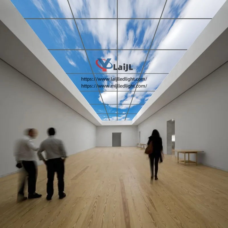 Светодиодный светильник skylight 595x595 квадратный 40 Вт 60x120 см 72 2D голубое небо и облачная карта светодиодный панельный с открытым креплением потолочная панель