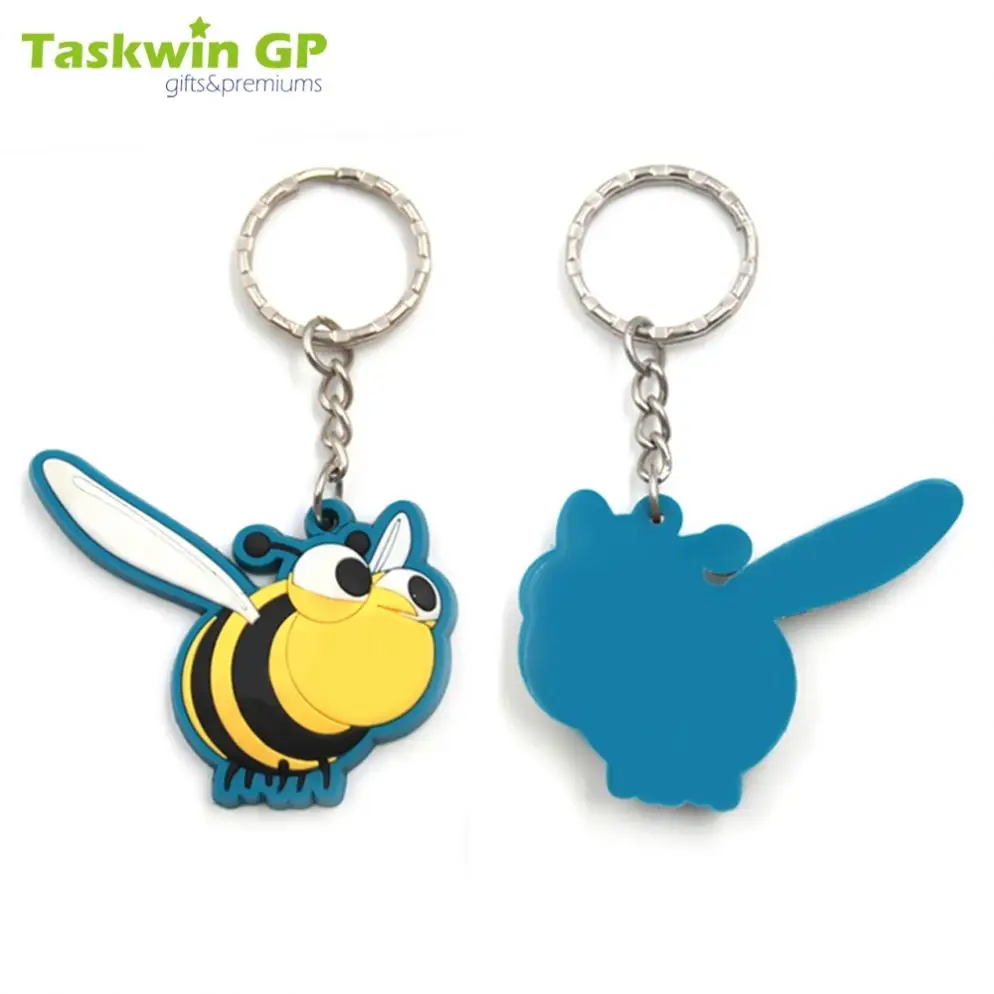 Taskwingifts personalized wholesale custom logo made soft pvc rubber cute anime animal key chain honey bee keychain