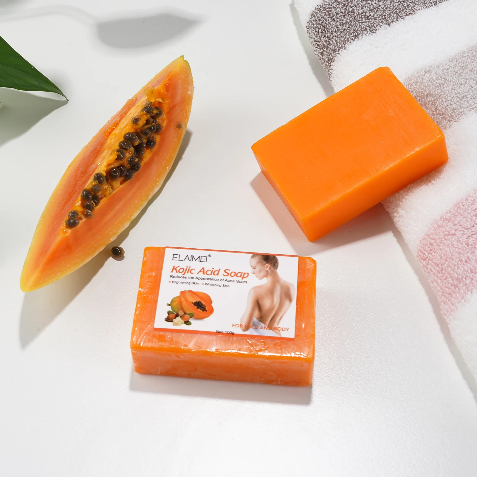 ELAIMEI Please melasma против старения уменьшает шрамы от прыщей на лице витамин E Осветление кожи органическое Отбеливающее мыло из папайи койевой кислоты