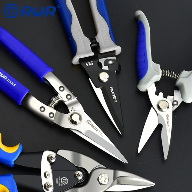 Tinman Snip Shear Scciors Ammonia Treatment Alloy steel straight cut tin snip cutter with handle Tin Snips