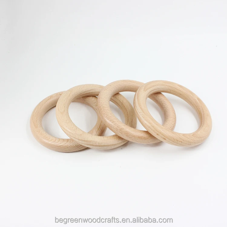 4inch Large Round Wood Rings Baby Play Gym Rings Circles Solid for DIY Craft Projects