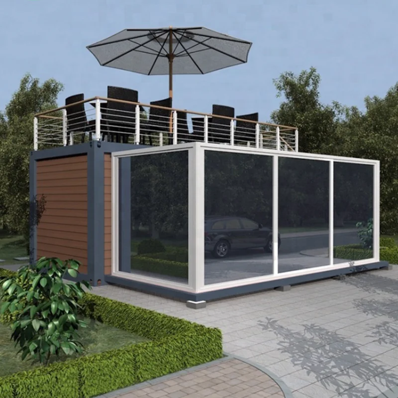 Low cost prefab expendable container sliding  house  Modern flat pack garden storage house