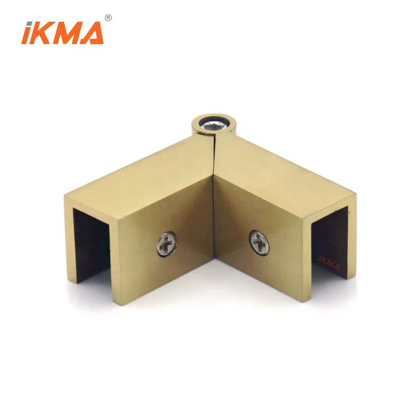 Keeps shower glass Panels From Separating Overtime satin brass gold adjustable sleeve over glass clamp