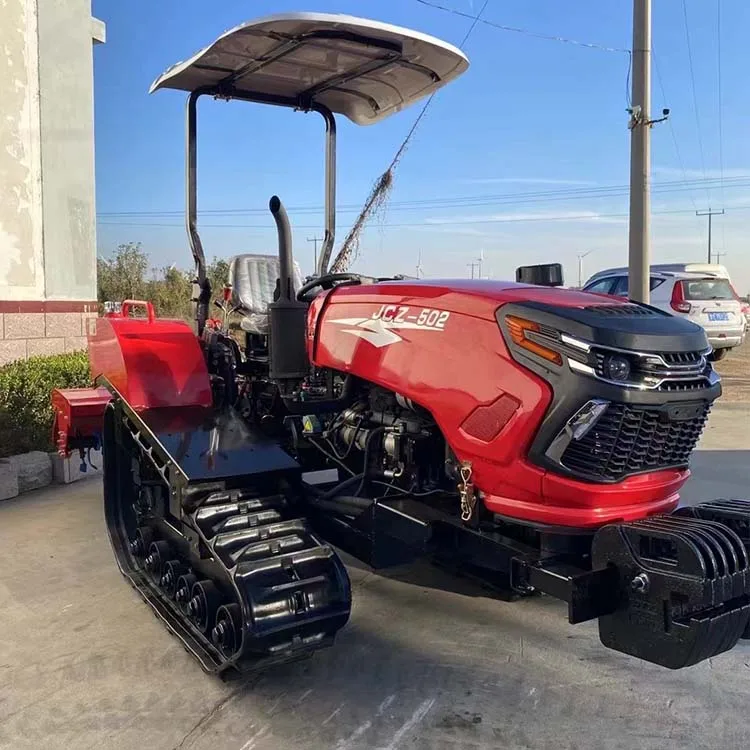 China Factory Outlet Agricultural Mini Rubber Crawler Tractor 90hp 100hp Diesel Engine Rotary Tiller With Seeder