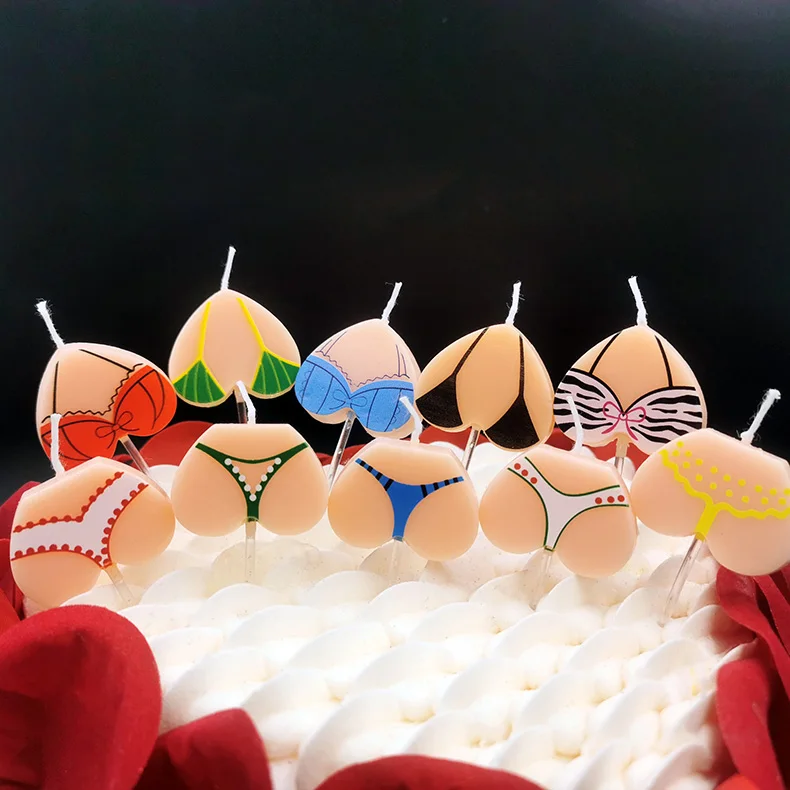 Wholesale Decorative birthday candles printed with Bikini sexy design  colorful cake candles For Parties