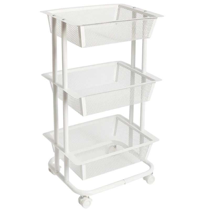 3 Tier Fruit And Vegetable Mesh Basket Cart Rack,Modern Kitchen Trolley