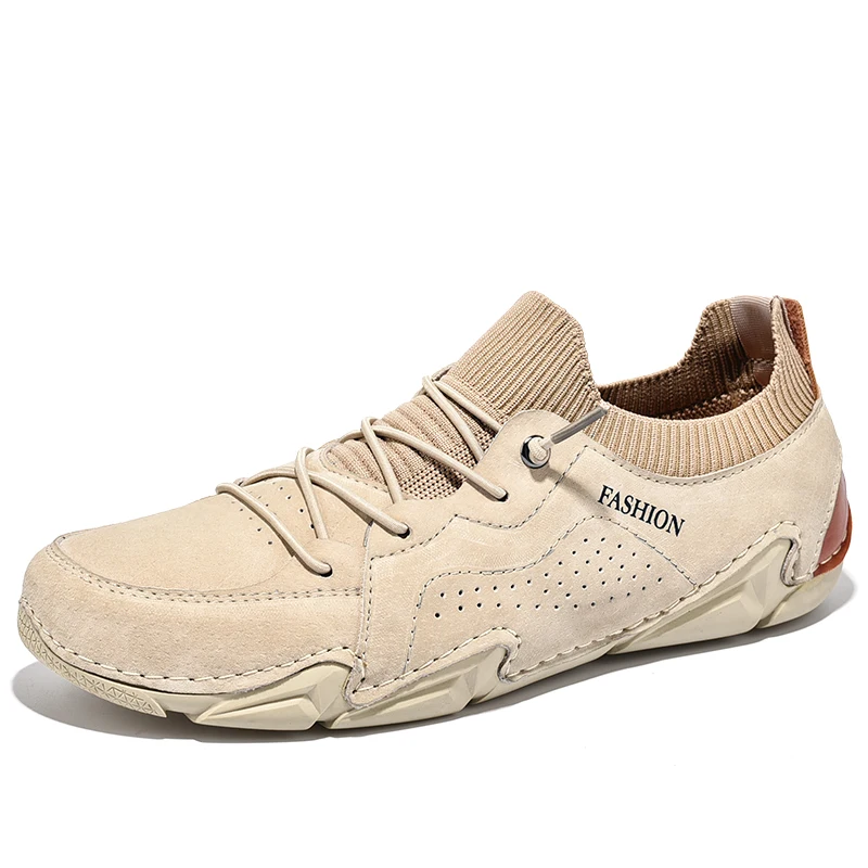 
Mens Genuine Leather Moccasin Loafers Lace Up Casual Male Boat Designer Loafers Driving Shoes 