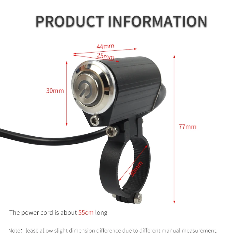 20mm 12v Motorcycle Aluminum Alloy On-off Push Button Switches Universal Code Spotlight Switch